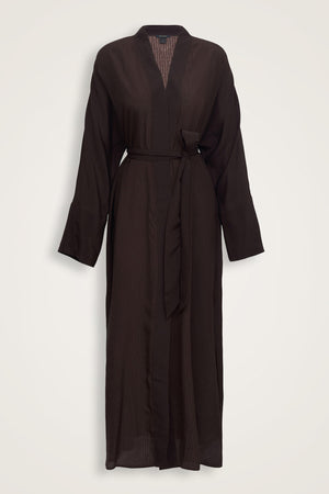 İmannoor x Rawdah Monogram Degrade Kahverengi İpek Kimono