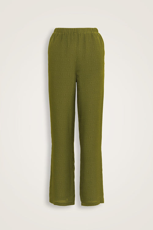 İmannoor x Rawdah Monogram Yeşil İpek Pantolon