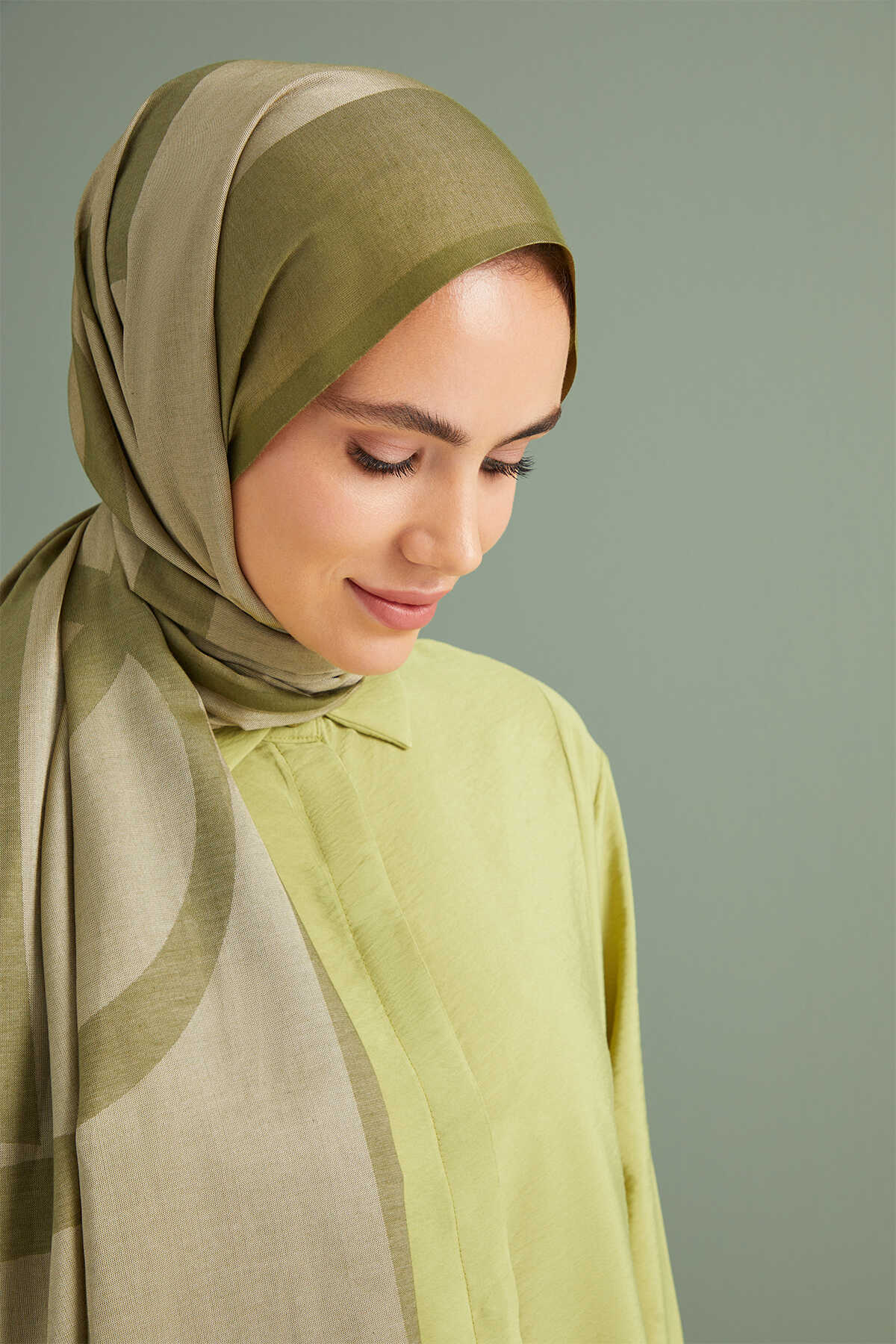 Imannoor Yeşil Pamuk İpek Şal 80x210