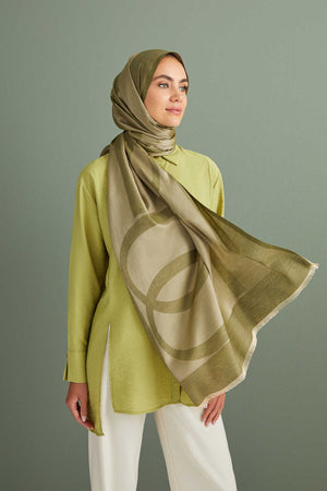 Imannoor Yeşil Pamuk İpek Şal 80x210