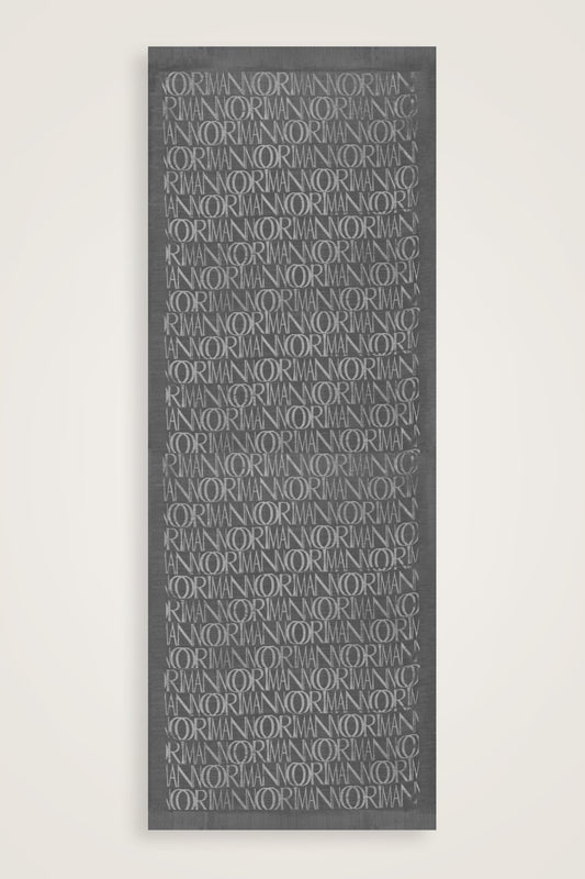 Monogram İmza Gri Shiny Jakar Şal 70x200