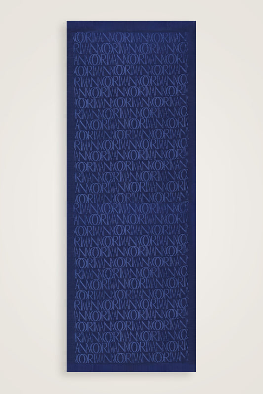 Monogram İmza Lacivert Shiny Jakar Şal 70x200
