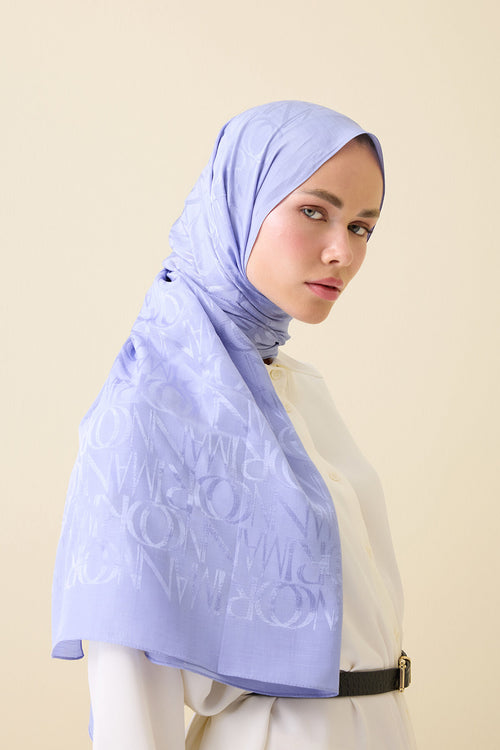 Monogram İmza Lavanta Shiny Jakar Şal 70x200