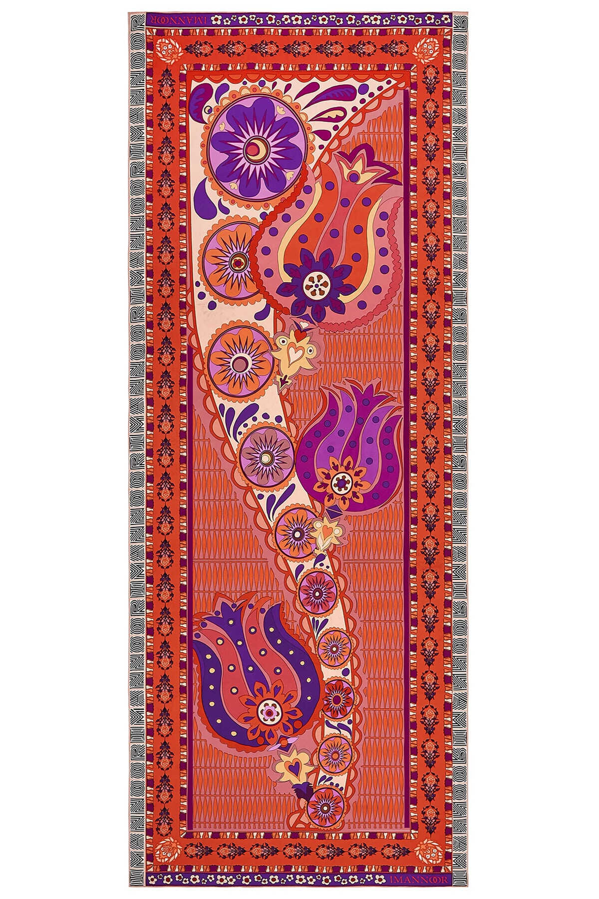 Kafdağı Çiçeği Kırmızı İpek Şal 80x200