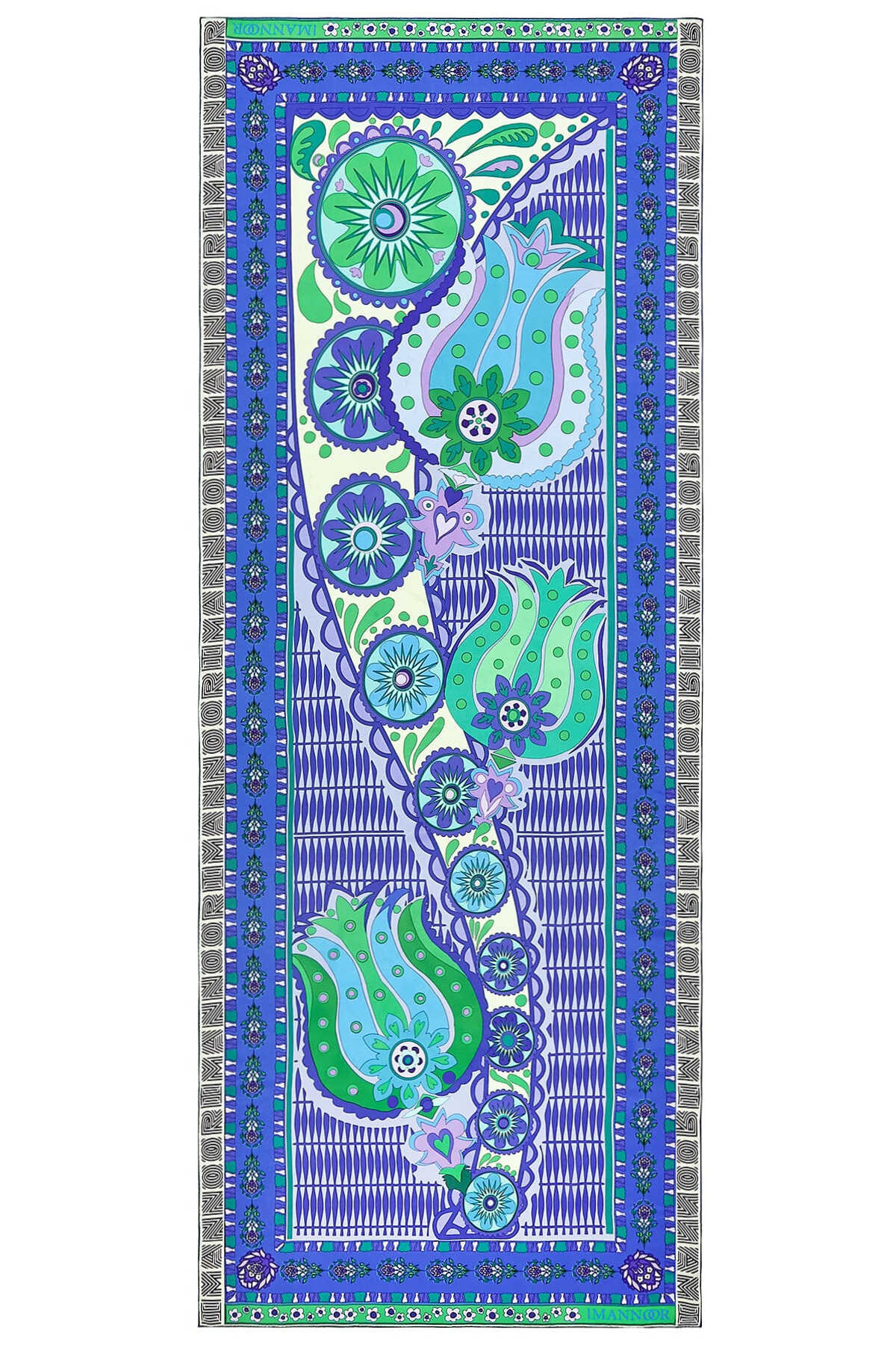 Kafdağı Çiçeği Mavi İpek Şal 80x200