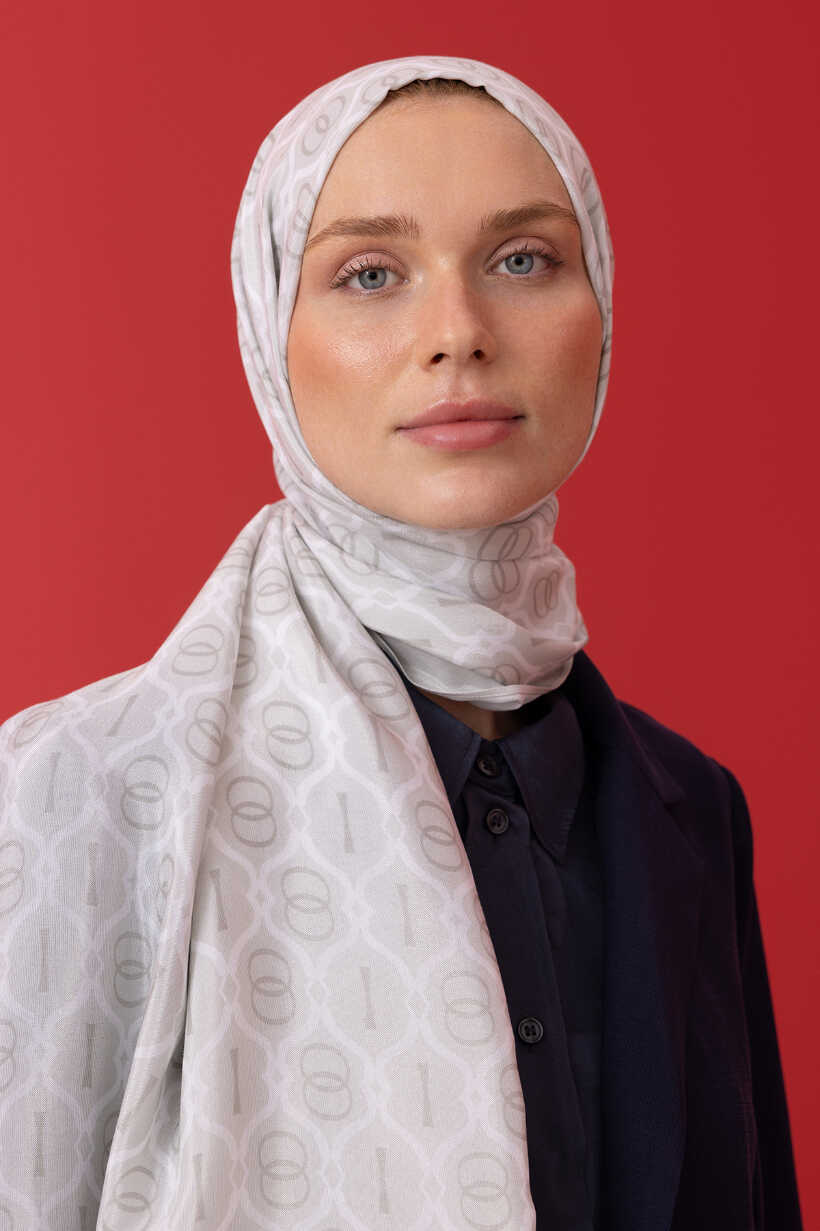 Kafes Gri Parlak Floş Viskon Şal 70x210