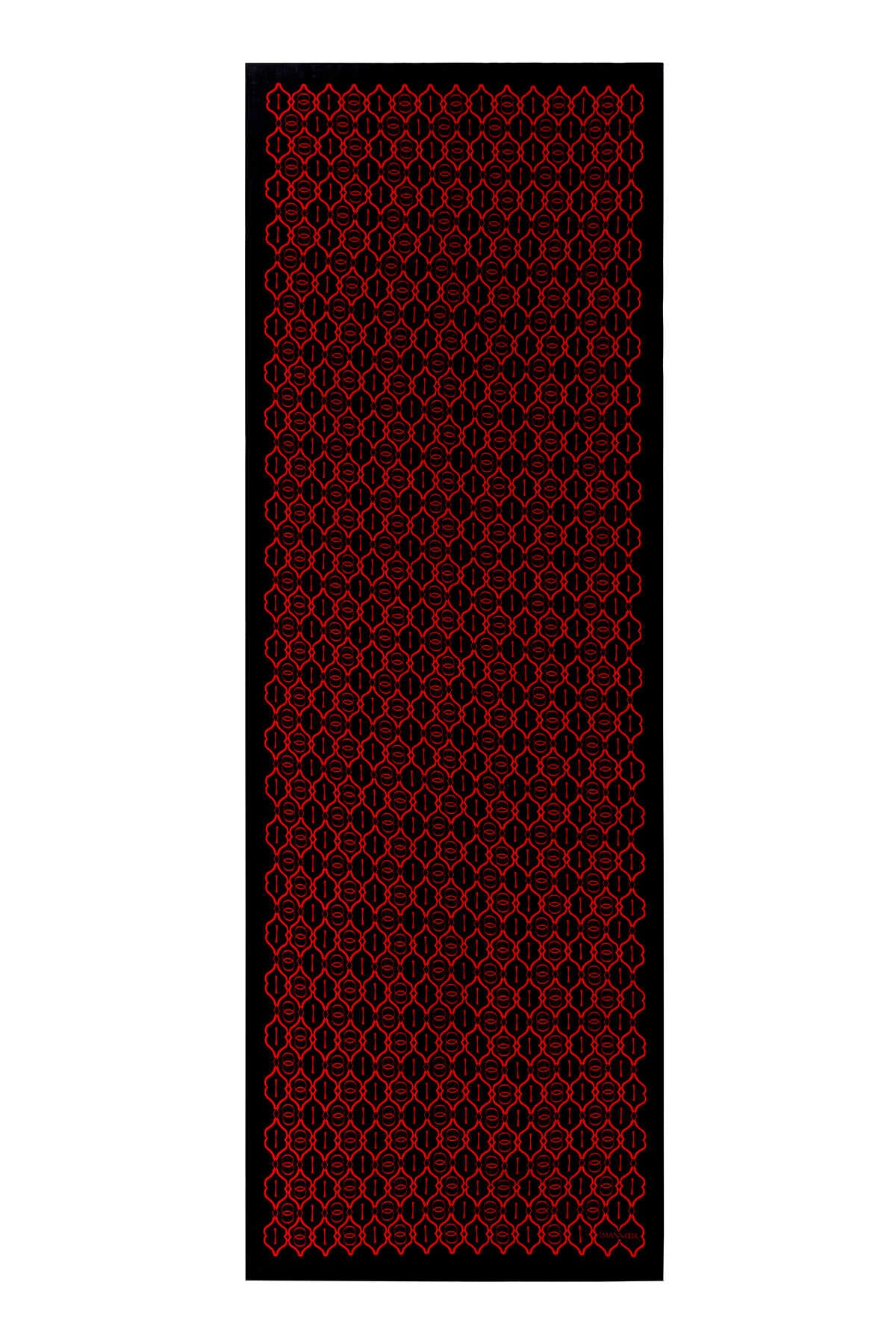 Kafes Kırmızı-Siyah Floş Viskon Şal 70x210