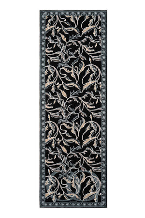 Kanatlı Sarmaşık Siyah Floş Viskon Şal 70x210