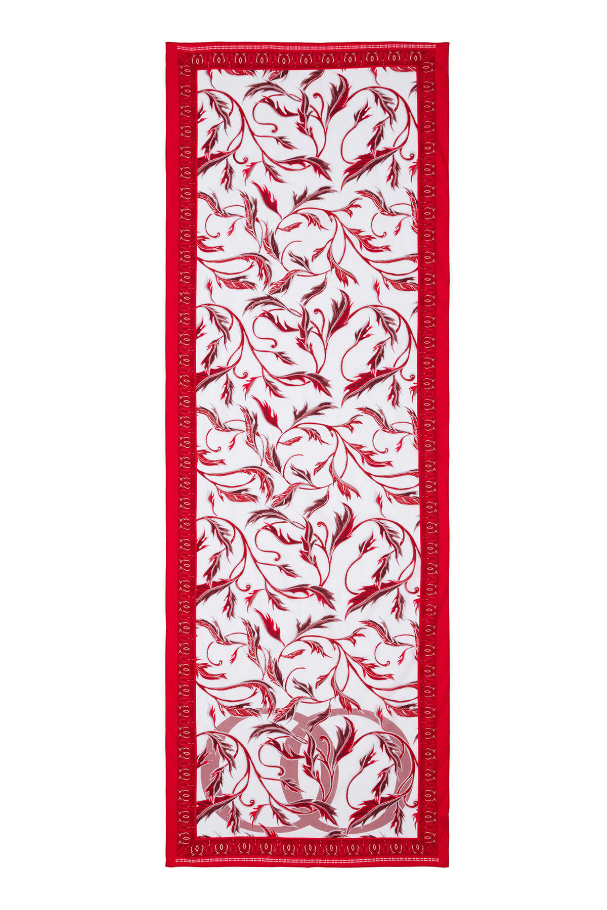 Kanatlı Sarmaşık Kırmızı Floş Viskon Şal 70x200
