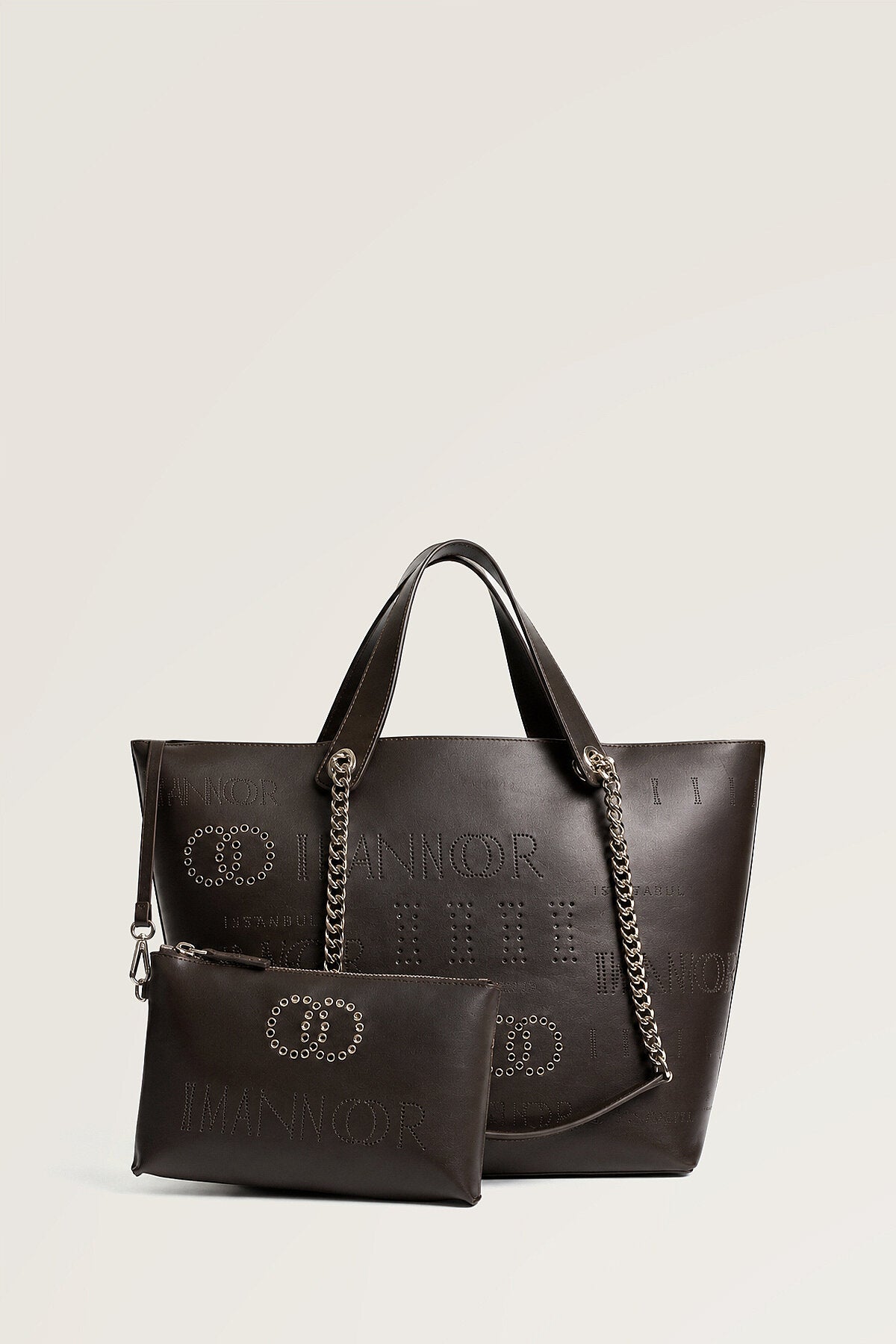 Kapsül Monogram Kahverengi Kol Çantası