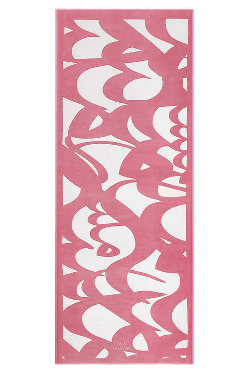 Karalama Pembe Modal İpek Şal 80x200