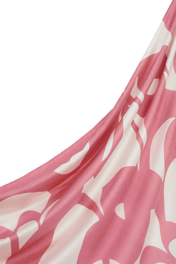 Karalama Pembe Modal İpek Şal 80x200