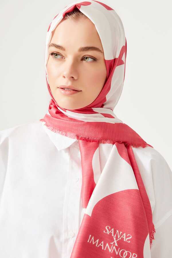 Karalama Pembe Modal İpek Şal 80x200