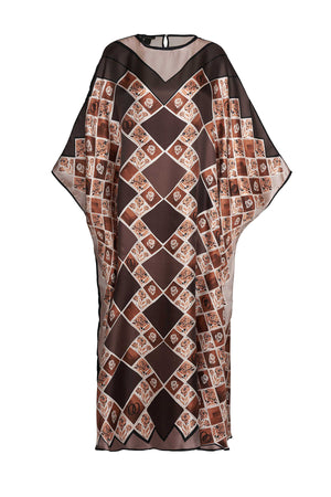 Karanfil Kutusu Kahverengi İpek Kaftan