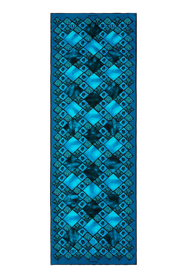 Karanfil Kutusu Turkuaz Floş Viskon Şal 70x210