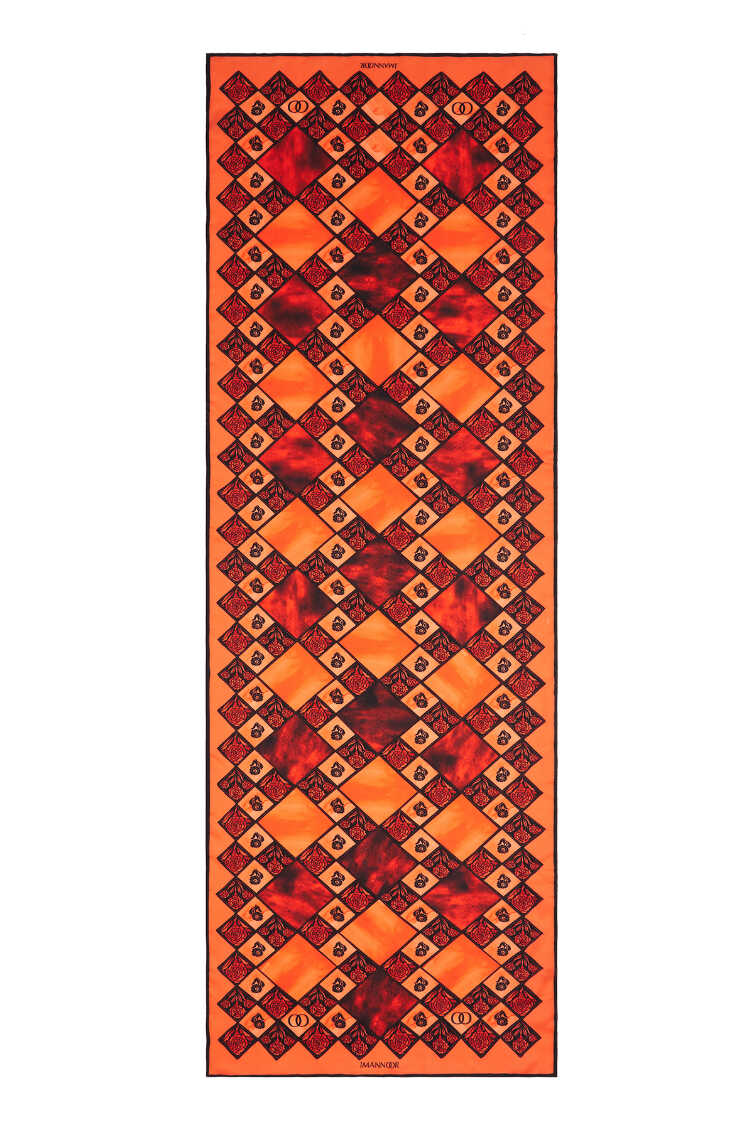 Karanfil Kutusu Turuncu Floş Viskon Şal 70x210
