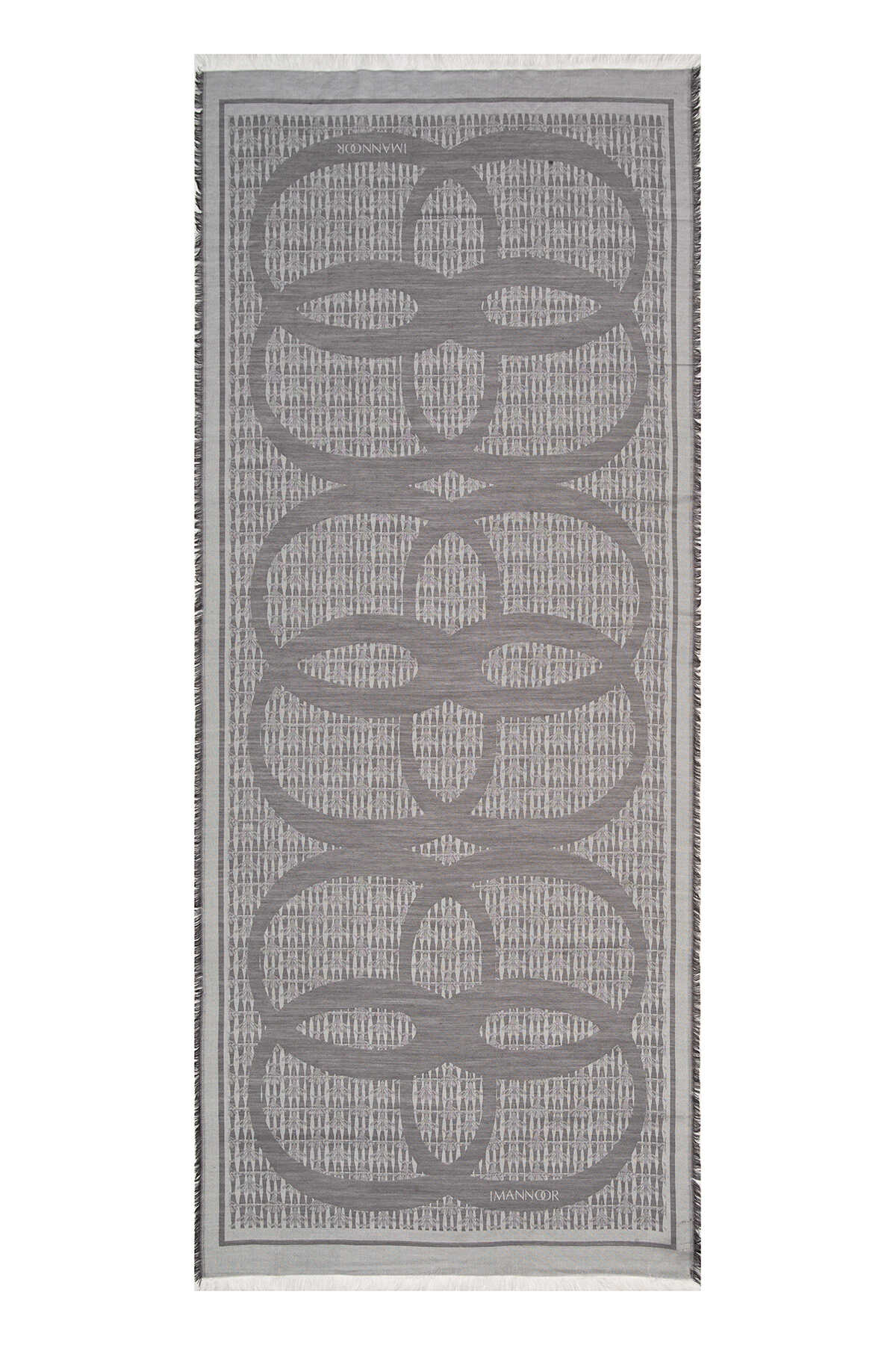 Karanfil Logo Gri Yün İpek Şal 80x210