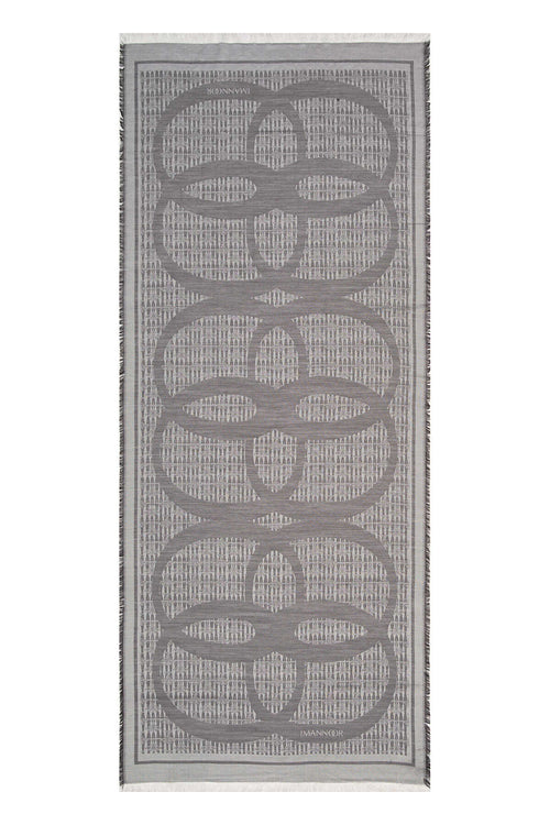 Karanfil Logo Gri Yün İpek Şal 80x210