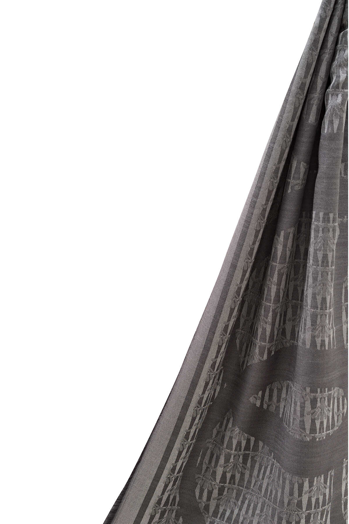 Karanfil Logo Gri Yün İpek Şal 80x210