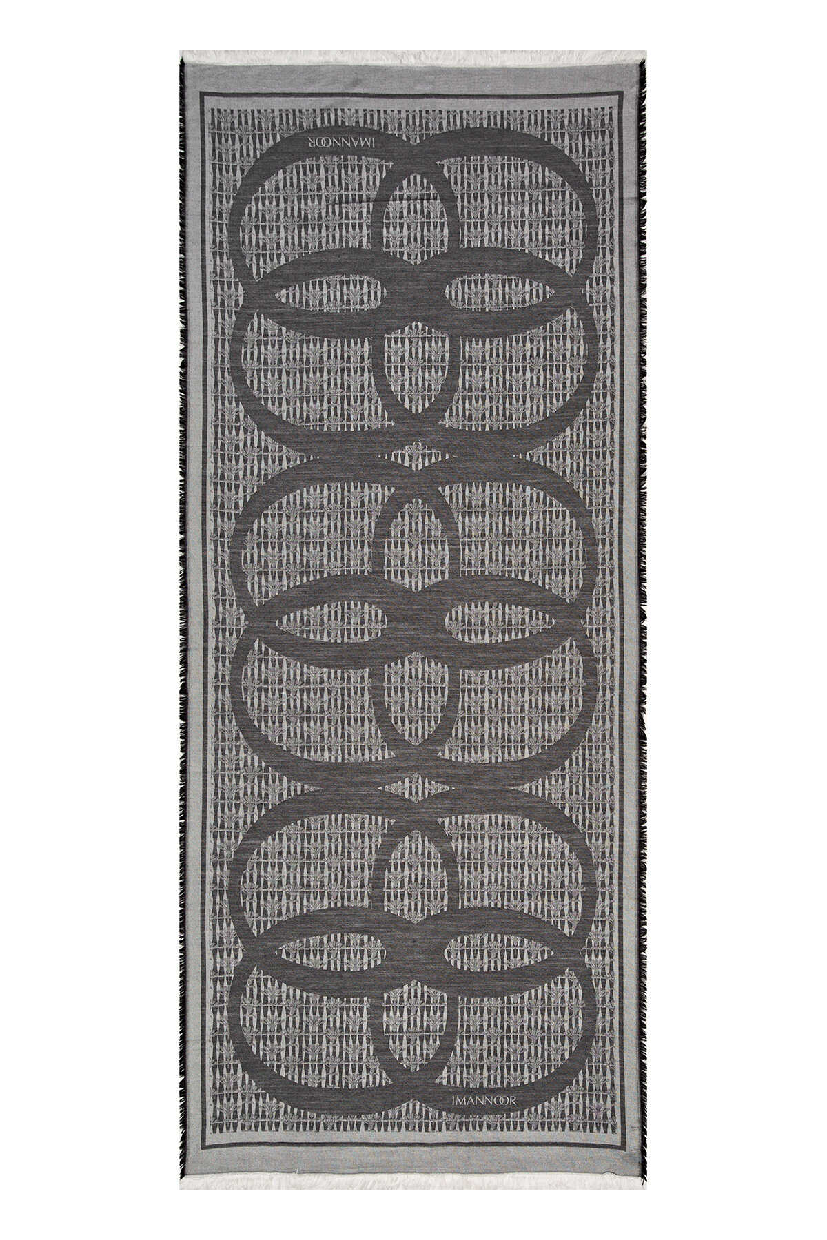Karanfil Logo Siyah Yün İpek Şal 80x210