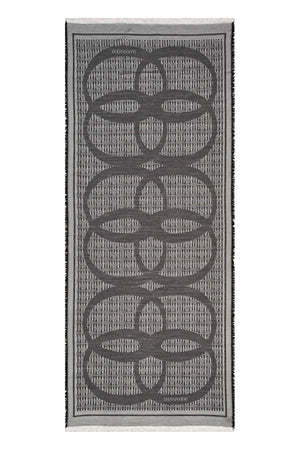 Karanfil Logo Siyah Yün İpek Şal 80x210