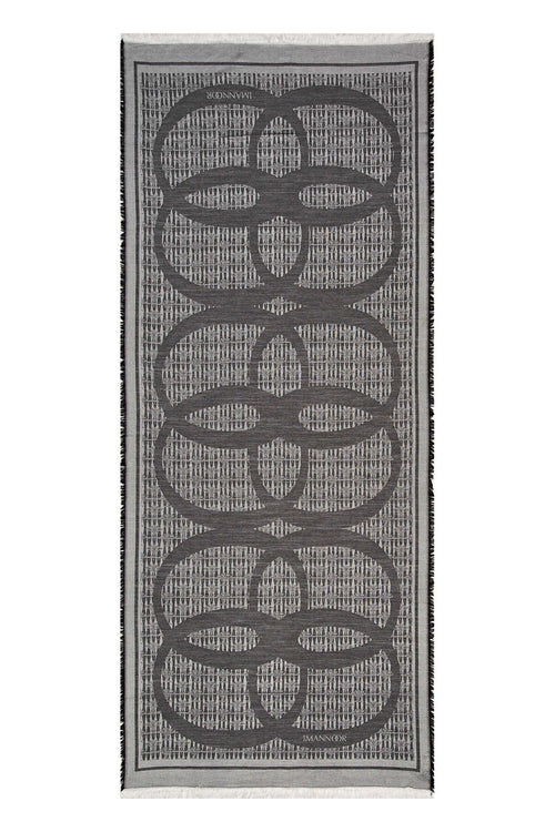 Karanfil Logo Siyah Yün İpek Şal 80x210