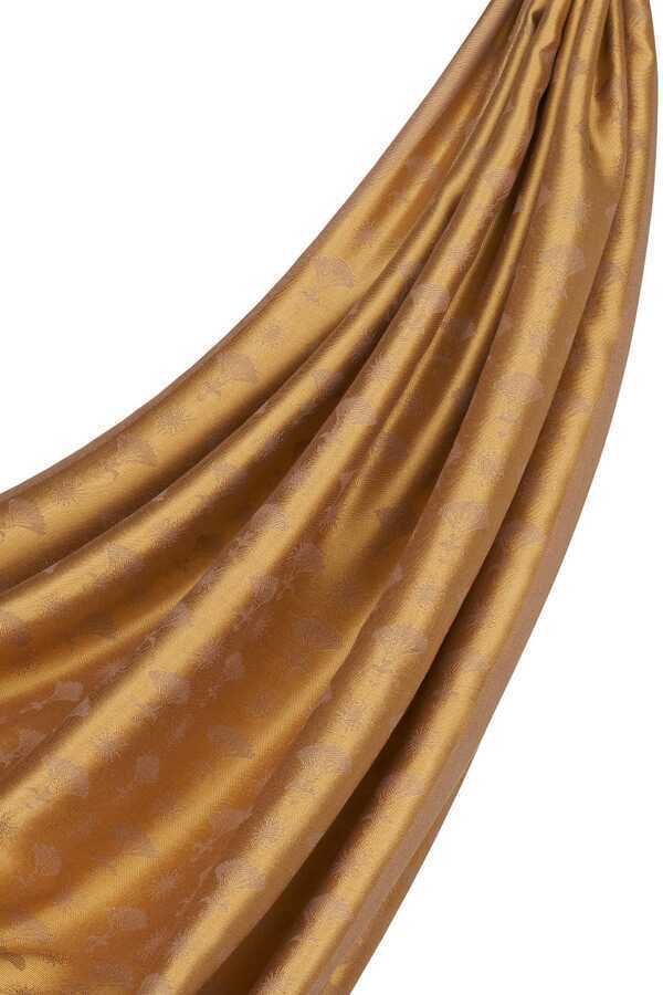 Karanfil Monogram Altın İpek Şal 68x200