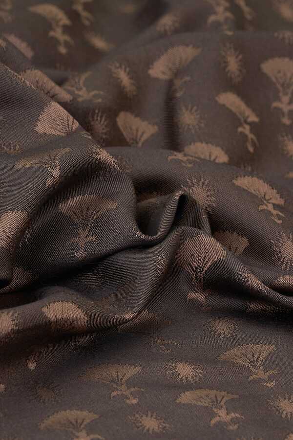 Karanfil Monogram Koyu Vizon İpek Şal 68x200