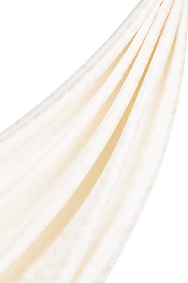 Karanfil Monogram Krem İpek Şal 68x200