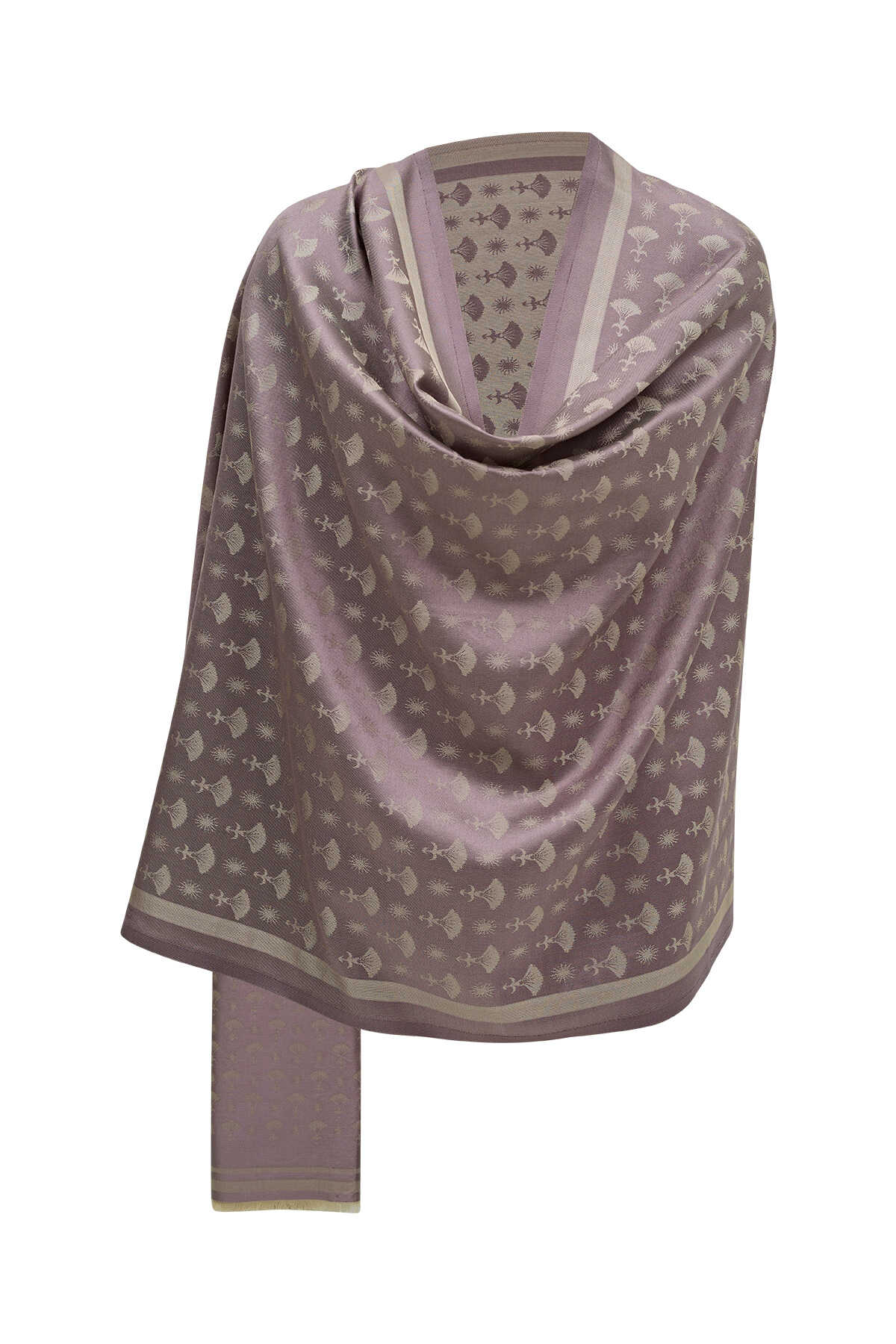 Karanfil Monogram Lila İpek Şal 70x200