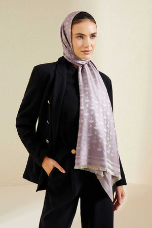 Karanfil Monogram Lila İpek Şal 70x200