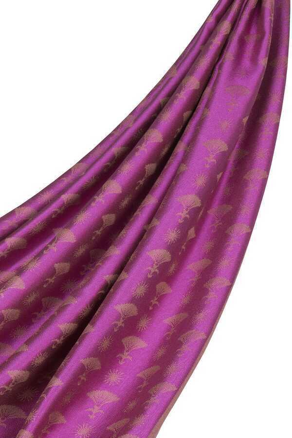 Karanfil Monogram Mor İpek Şal 68x200