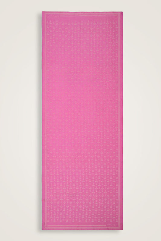 Karanfil Monogram Pembe İpek Şal 68x200