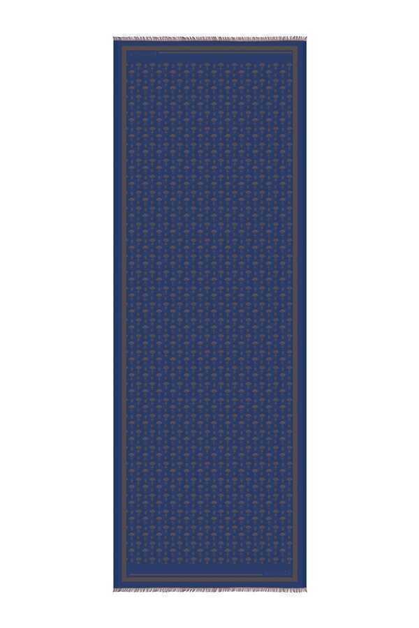 Karanfil Monogram Petrol Mavisi İpek Şal 68x200