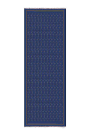 Karanfil Monogram Petrol Mavisi İpek Şal 68x200