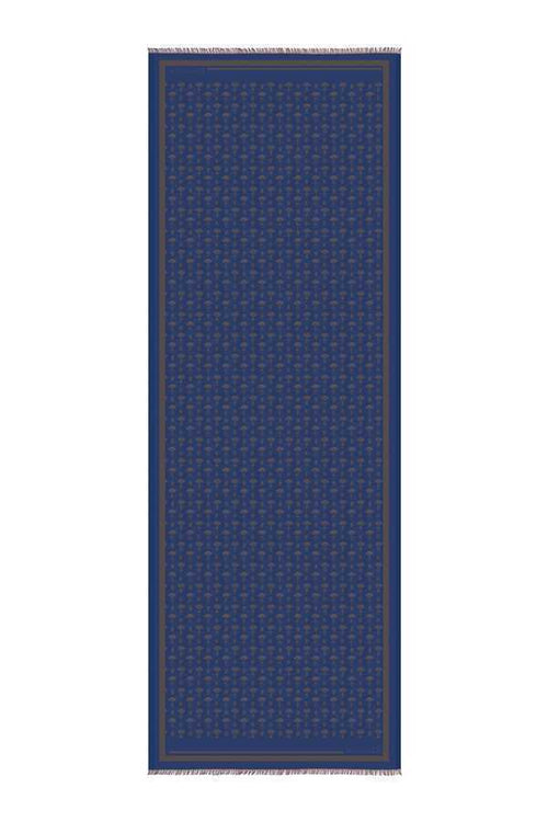 Karanfil Monogram Petrol Mavisi İpek Şal 68x200