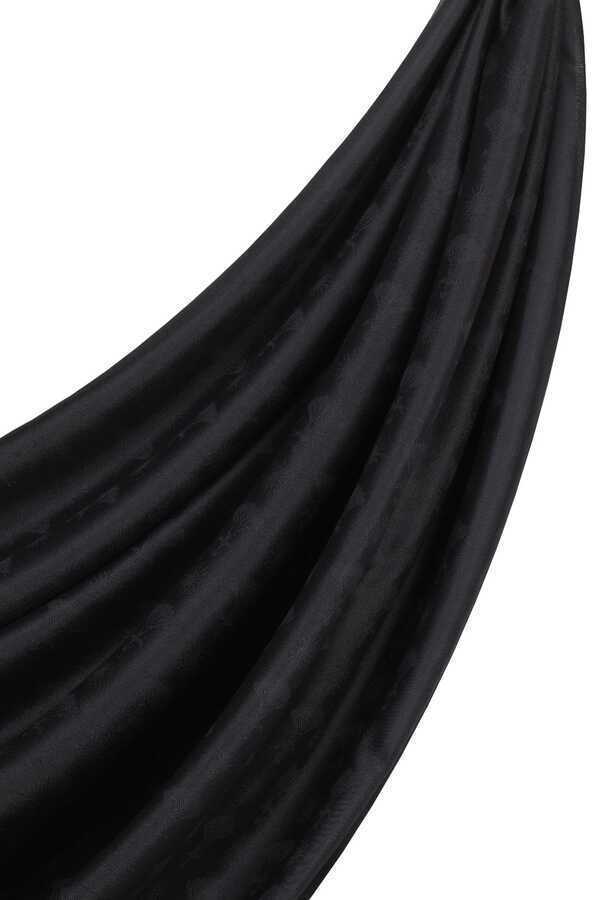 Karanfil Monogram Siyah İpek Şal 68x200