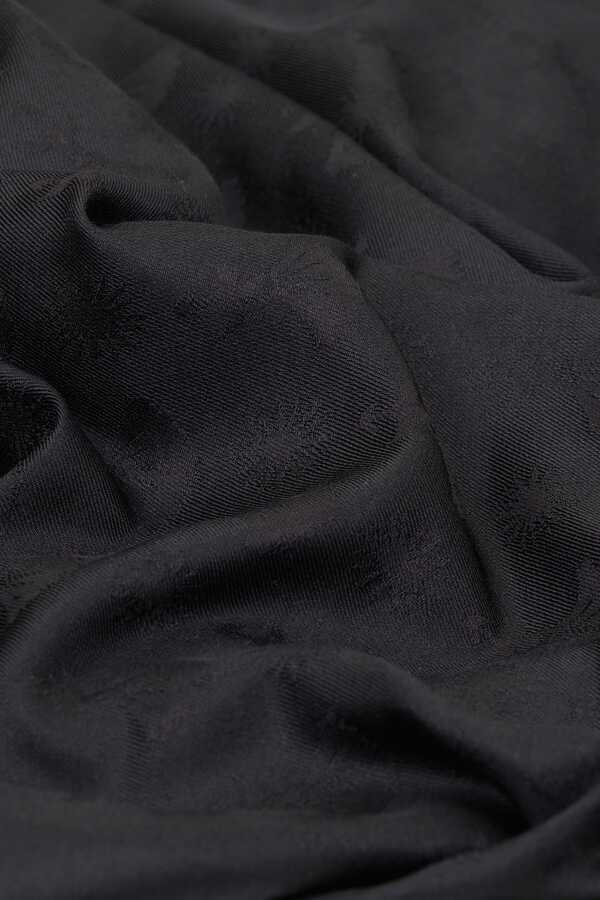 Karanfil Monogram Siyah İpek Şal 68x200