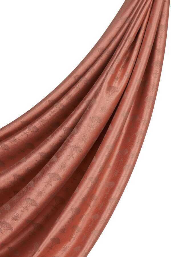 Karanfil Monogram Somon İpek Şal 68x200