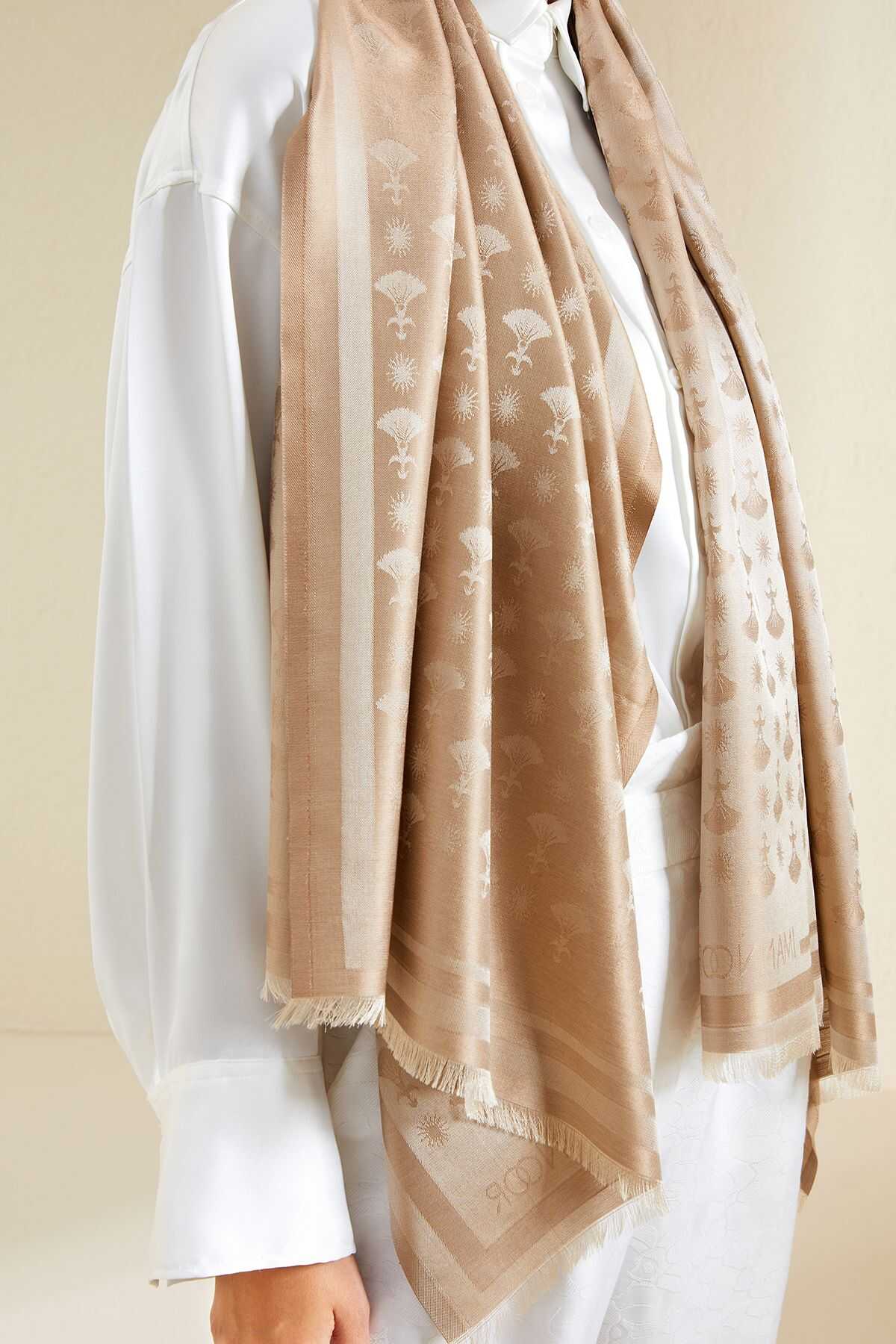 Karanfil Monogram Vizon İpek Şal 70x200