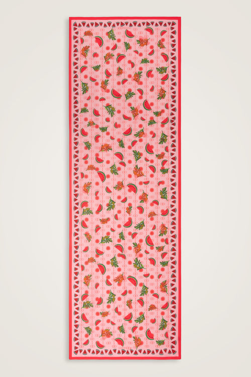 Karpuz Pembe Floş Viskon Şal 70x210