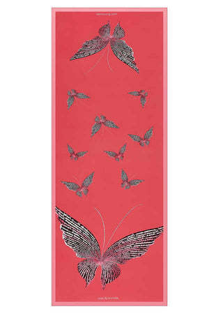 Kelebek Pembe İpek Şal 80x200