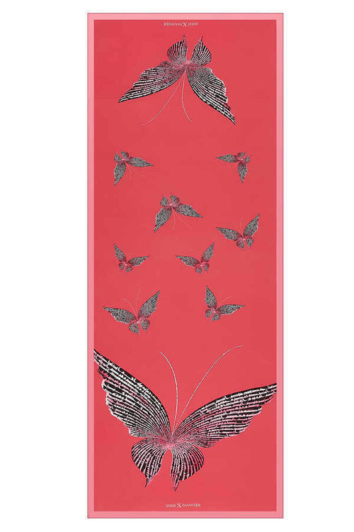 Kelebek Pembe İpek Şal 80x200