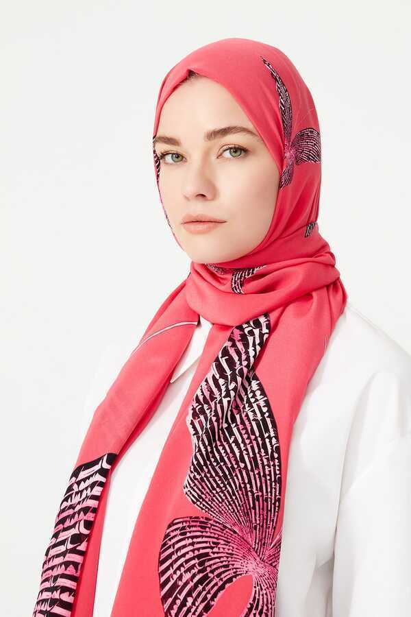 Kelebek Pembe İpek Şal 80x200