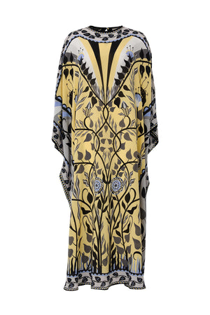Kelebek Sarı İpek Kaftan