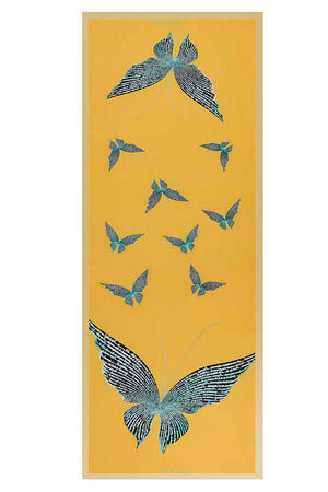 Kelebek Sarı İpek Şal 80x200
