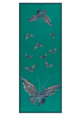 Kelebek Yeşil İpek Şal 80x200