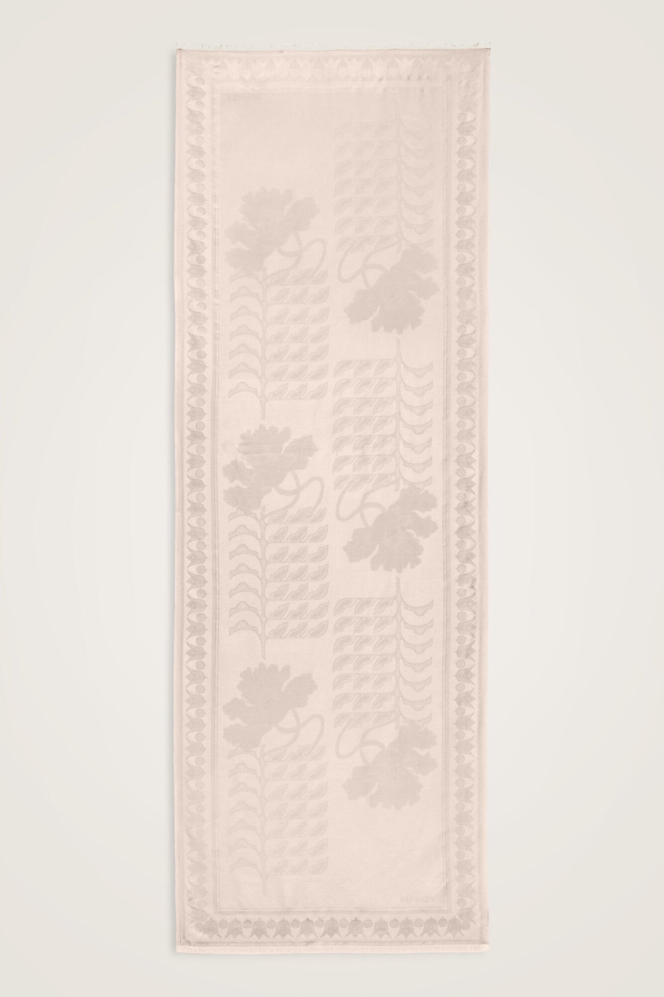 Kufi Açık Pudra Jakar İpek Şal 70x200