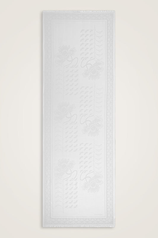 Kufi Beyaz Modal İpek Şal 70x200