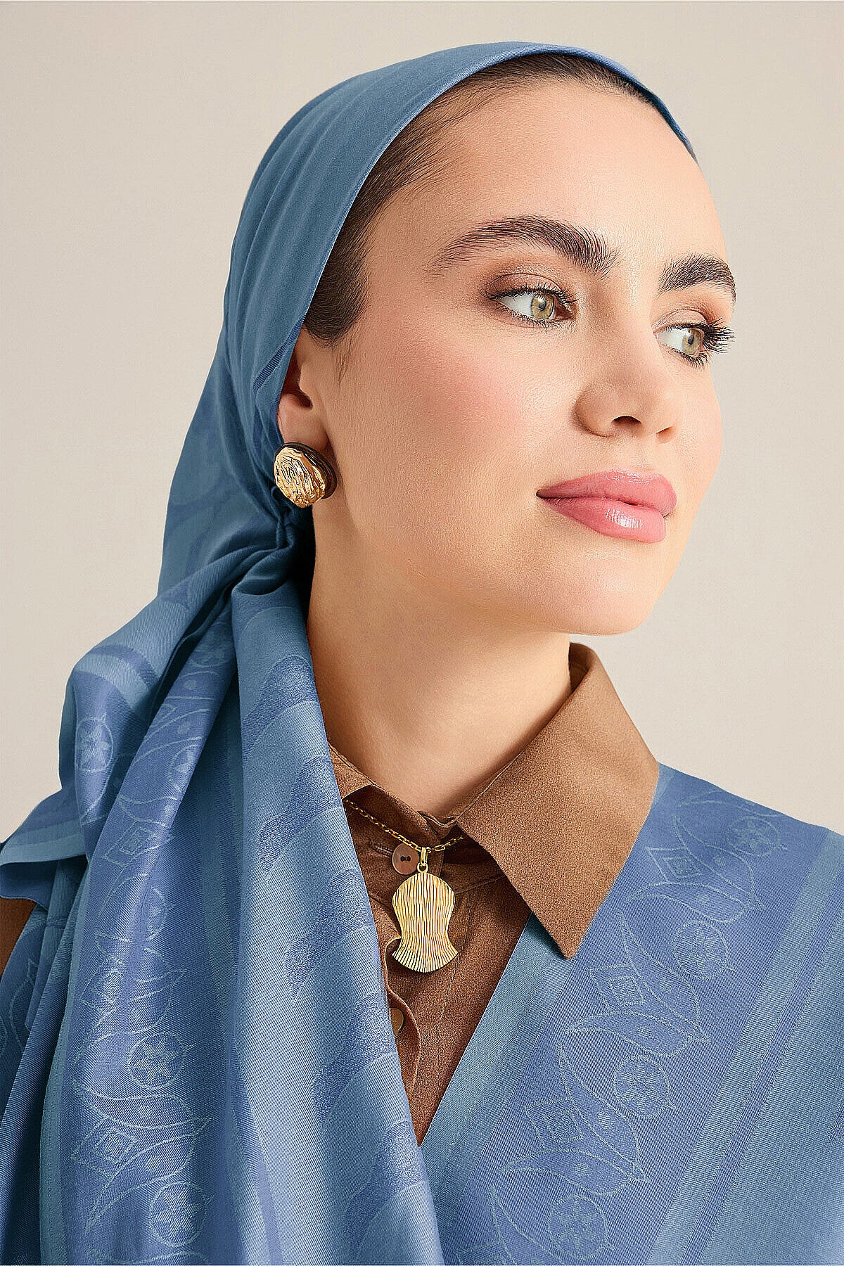 Kufi Denim Modal İpek Şal 70x200